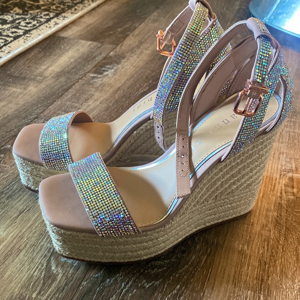 Gorgeous iridescent rhinestone bling wedges